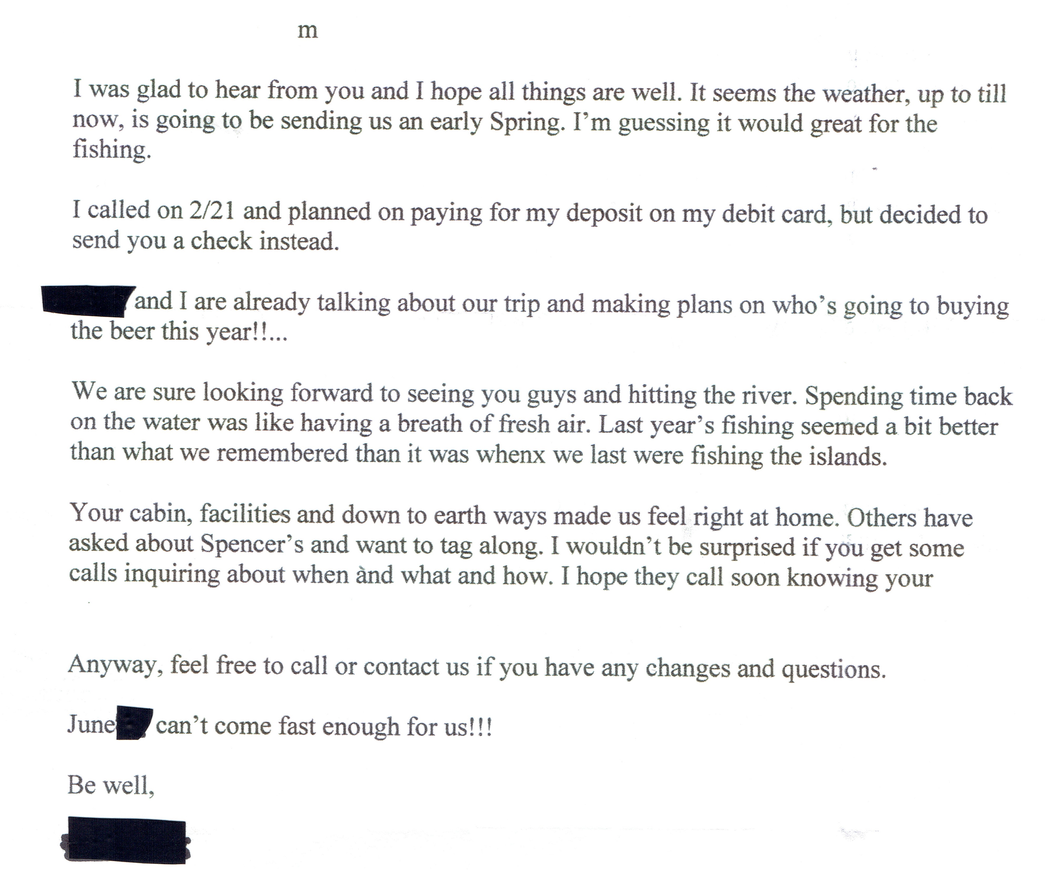 actual customer letter